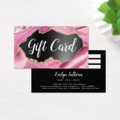 ピンクの瑪瑙ブラックフォイルギフトカード (デスク)