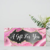 ピンクの瑪瑙ブラックフォイルギフト証明書 (スタンド正面)