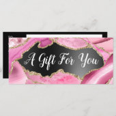 ピンクの瑪瑙ブラックフォイルギフト証明書 (正面/裏面)