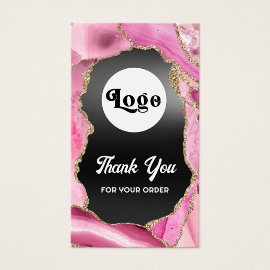 ピンクの瑪瑙ブラックフォイルパッケージインサート (正面)