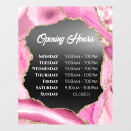 ピンクの瑪瑙ブラックフォイル開口時間ウィンドウの固定 ウィンドウサイン