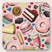 ピンクの甘いお菓子 コースター (正面)