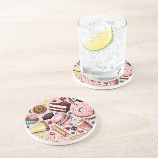 ピンクの甘いお菓子 コースター (側面)