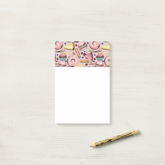 ピンクの甘いお菓子 ポストイット (デスク上)