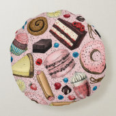 ピンクの甘いお菓子 ラウンドクッション (裏面)