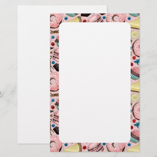 ピンクの甘いお菓子 便箋 (正面/裏面)