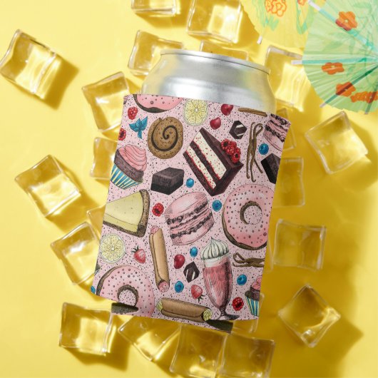 ピンクの甘いお菓子 缶クーラー (インサイチュ 夏)