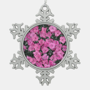 ピンクの甘いウイリアムの花 スノーフレークピューターオーナメント