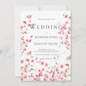 ピンクの甘いエンドウの水彩結婚式招待状 招待状 (正面)