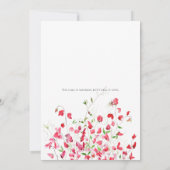 ピンクの甘いエンドウの水彩結婚式招待状 招待状 (裏面)