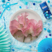 ピンクの甘いエンドウは閉じる ペーパープレート (パーティー)