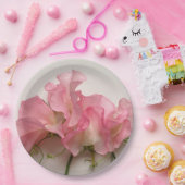 ピンクの甘いエンドウは閉じる ペーパープレート (パーティー)