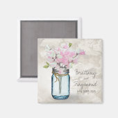 ピンクの甘いエンドウ豆のヴィンテージメーソンジャーの水色 マグネット (正面/裏面)