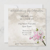 ピンクの甘いエンドウ豆のヴィンテージメーソンジャーの水色 招待状 (裏面)