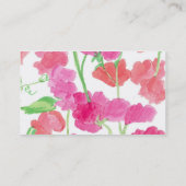 ピンクの甘いエンドウ豆の水色の花カスタムの花 名刺 (裏面)