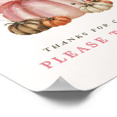 ピンクの甘いカボチャの赤ちゃん女の子シャワーここで好意 ポスター (角)