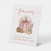 ピンクの甘いカボチャの赤ちゃん女の子シャワーの好意 台座サイン (正面)