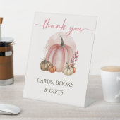 ピンクの甘いカボチャ赤ちゃんガールシャワーカードブックギフト 台座サイン (インサイチュ)