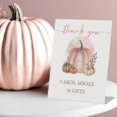 ピンクの甘いカボチャ赤ちゃんガールシャワーカードブックギフト 台座サイン