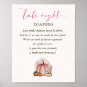 ピンクの甘いカボチャ赤ちゃんシャワー深夜おむつ ポスター (正面)