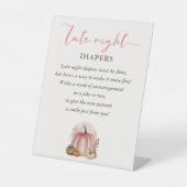ピンクの甘いカボチャ赤ちゃんシャワー深夜おむつ 台座サイン (正面)