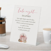 ピンクの甘いカボチャ赤ちゃんシャワー深夜おむつ 台座サイン (インサイチュ)