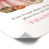 ピンクの甘いカボチャ赤ちゃん女の子シャワーおむつラッフル ポスター (角)