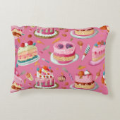 ピンクの甘いケーキパターン アクセントクッション (裏面)
