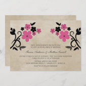 ピンクの甘いヴィンテージフローラ結婚式の招待 招待状 (正面/裏面)
