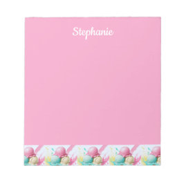 ピンクの甘い名前のアイスクリームのパタパーソナライズされたーン ノートパッド