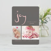 ピンクの甘い喜び可愛いベビー初めてのクリスマス写真 シーズンカード (スタンド正面)