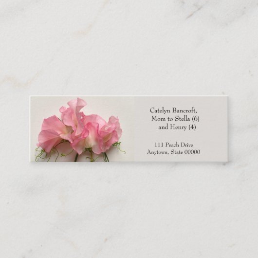 ピンクの甘い豆クローズアップ母 スキニー名刺 (正面)