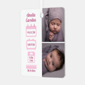 ピンクの生まれたばかりの誕生状態 メタルオーナメント (正面左)