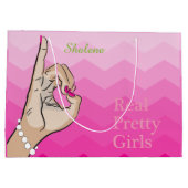 ピンクの生命ガーリーなイラストレーション ラージペーパーバッグ (裏面)