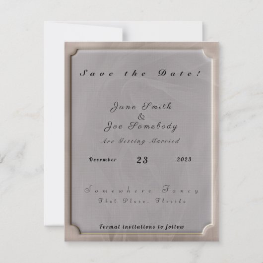 ピンクの生地にテクスチャードプリント-任意の色 セーブザデート (裏面)