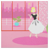 ピンクの生地のレトロ ファブリック (見本)