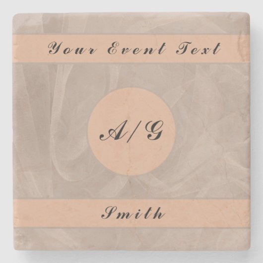 ピンクの生地テクスチャプリント – 任意の色 ストーンコースター (正面)