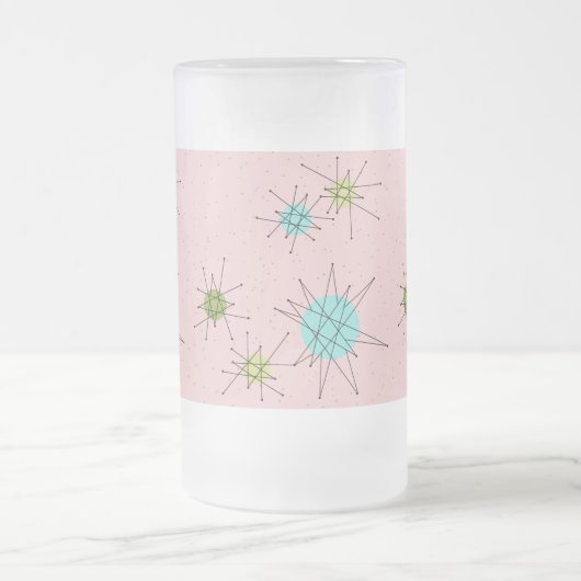 ピンクの画像的な原子スターバストの曇らされたガラスのマグ フロストグラスビールジョッキ (中央)