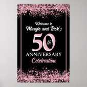 ピンクの疑似ラメフラワー 50周年記念 ポスター (正面)