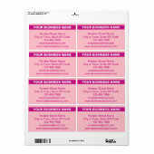 ピンクの発送ラベルにハイライトされた事業名 ラベル (フルシート)