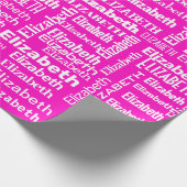 ピンクの白いエリザベスの名前 ラッピングペーパー (角)