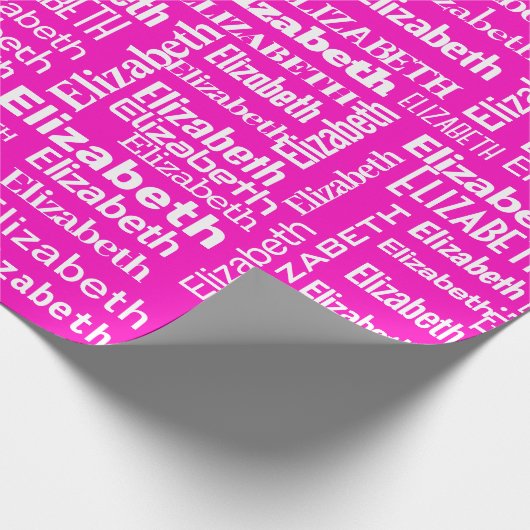 ピンクの白いエリザベスの名前 ラッピングペーパー (角)