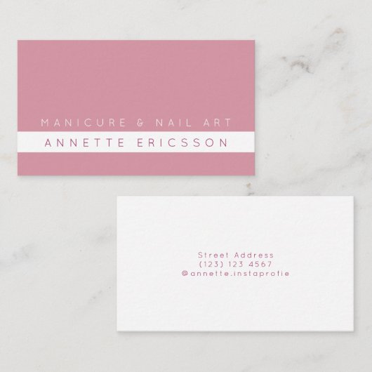 ピンクの白いエレガンス 名刺 (正面/裏面)