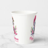 ピンクの白いカスタムペンギンかわいいクリスマス 紙コップ (右)