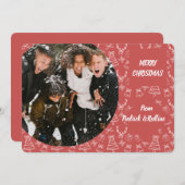 ピンクの白いカード 招待状 (正面/裏面)