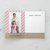 ピンクの白いキャンデーのストライプ、包装紙及びステッチ シーズンカード (内部)