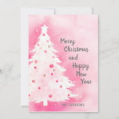 ピンクの白いクリスマスツリーの水のカラーカード シーズンカード (正面)