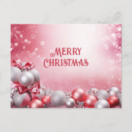 ピンクの白いクリスマスボールクリスマスポストカード ポストカード