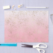 ピンクの白いグラデーション斑点のある金ゴールド 薄葉紙 (クラフト)