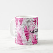 ピンクの白いグラムクリスマスツリー コーヒーマグカップ (正面左)